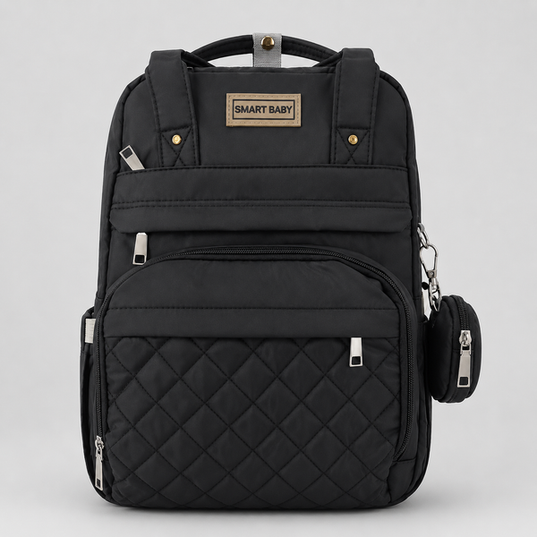 Pañalera Mochila Smart Baby Negra – Bolso Maternal Elegante y Funcional