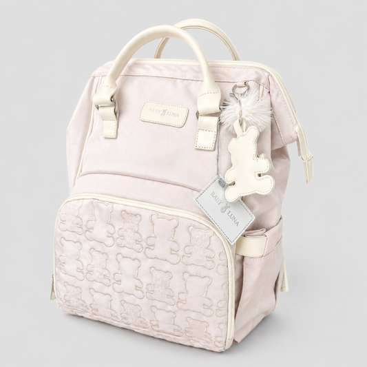 ⚪PAÑALERA MOCHILA TEDDY BABYLUNA BEIGE