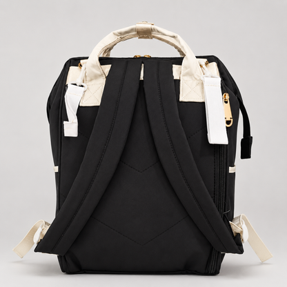 ⚪Pañalera Mochila Maternal Negro y Beige – Bolso Bebé Elegante