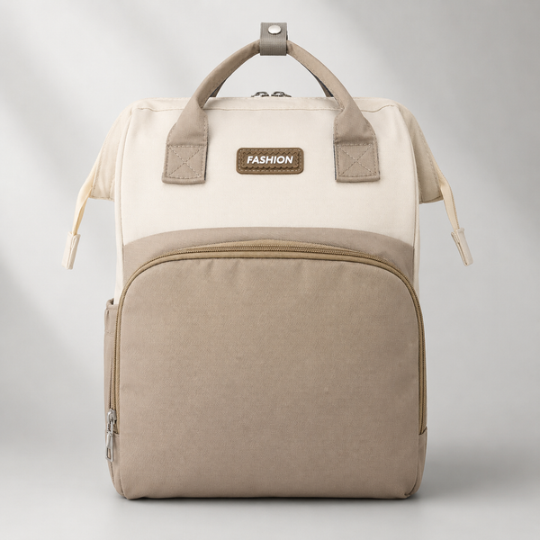 Pañalera Mochila Fashion Beige — Multifuncional con Correas Ergonómicas