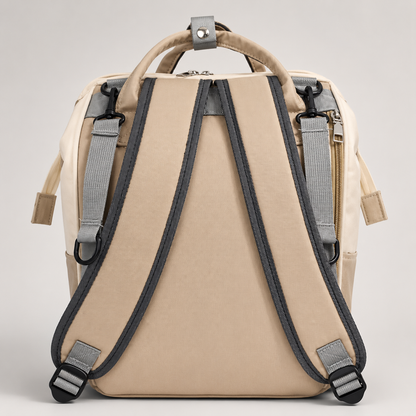 Pañalera Mochila Fashion Beige — Multifuncional con Correas Ergonómicas