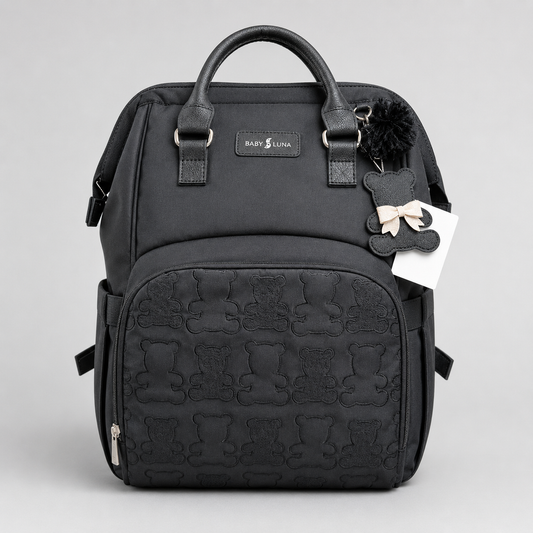 ⚪PAÑALERA MOCHILA TEDDY BABYLUNA NEGRO