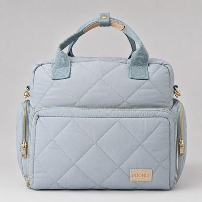 ⚪ Pañalera Duohui Acolchada 3 en 1 – Bolso, Mochila y Maletín Maternal | Azul Celeste