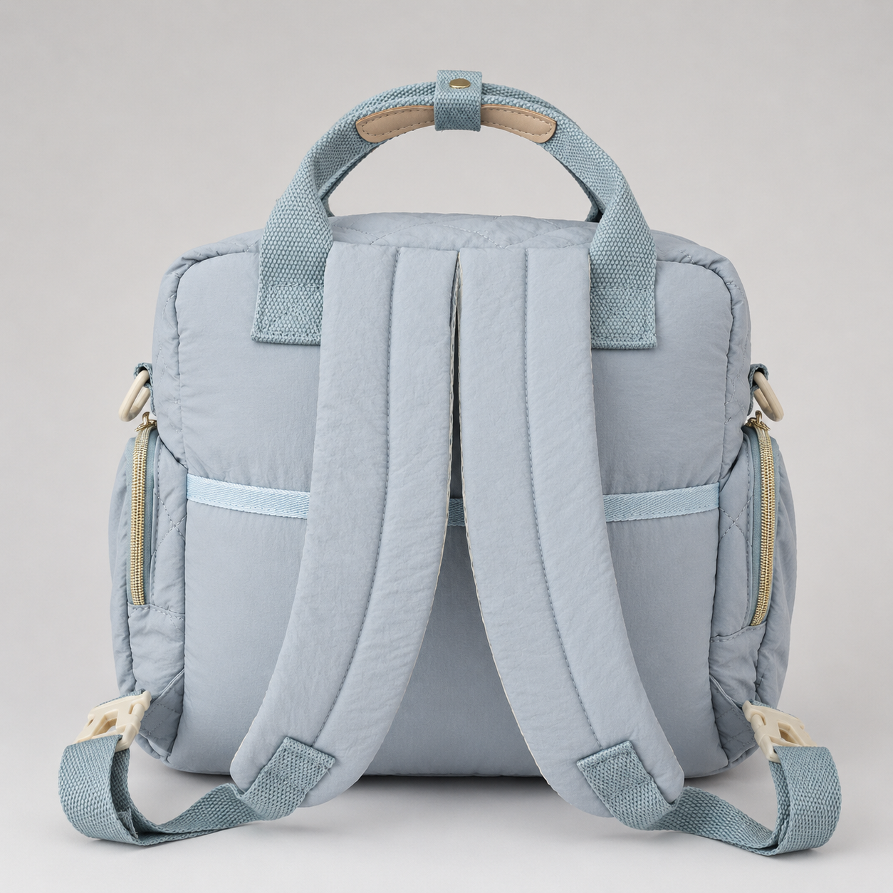 ⚪ Pañalera Duohui Acolchada 3 en 1 – Bolso, Mochila y Maletín Maternal | Azul Celeste