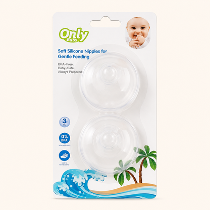 Tetinas de Silicona Boca Ancha Only Baby – Pack x2 | Libre de BPA | 3+ Meses