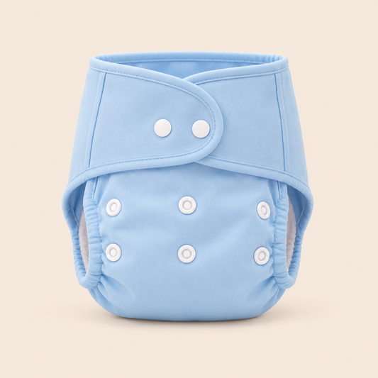 Pañal de Tela Reutilizable Azul | Ajustable 0–24 Meses | Broches + Velcro | Mara Baby