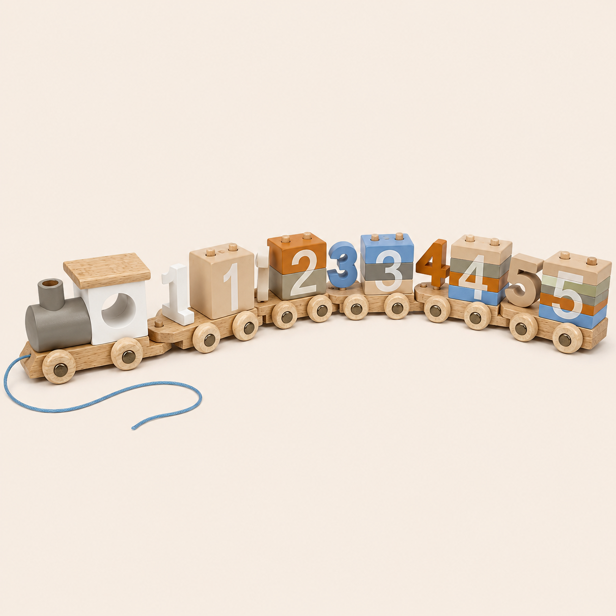 Tren de Madera con Bloques Numéricos Apilables | Juguete Educativo 36M + | Mara Baby