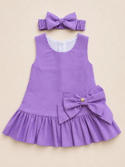 VESTIDO PLISADO CON MOÑO