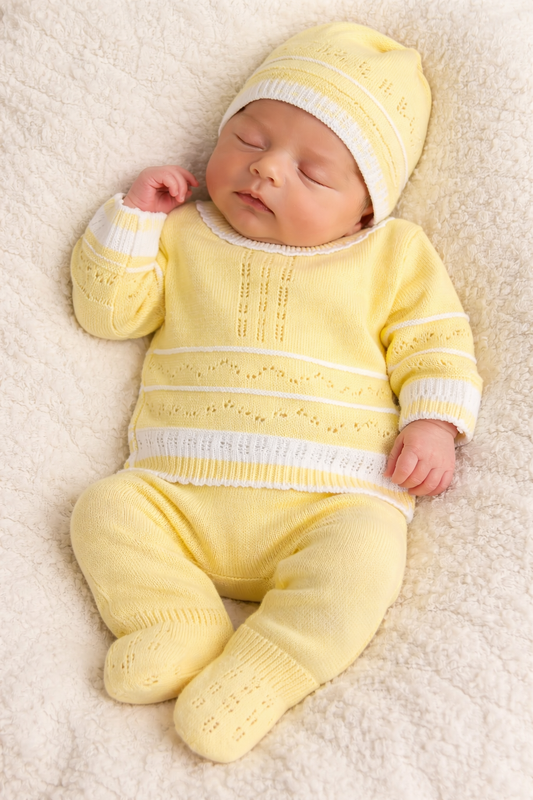 CONJUNTO CLASICO PARA BEBÉ - 4 PIEZAS - COLOR AMARILLO