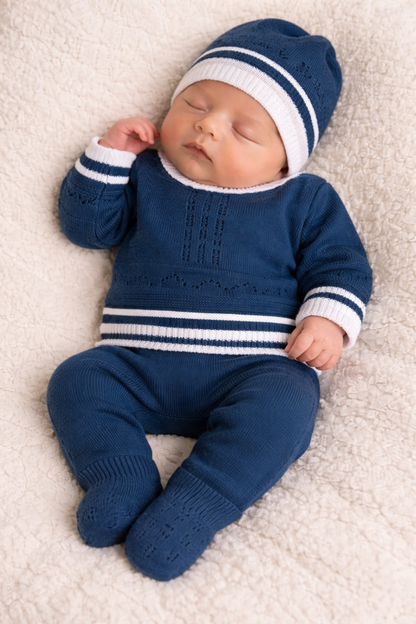 CONJUNTO CLASICO PARA BEBÉ - 4 PIEZAS - COLOR AZUL