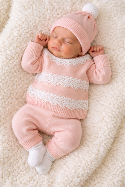 SET TEJIDO JUANITA PUPPET - COLOR ROSA SALMON