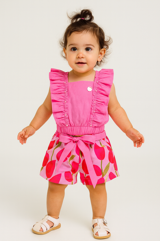 CONJUNTO CON VOLANTES TULIPANES
