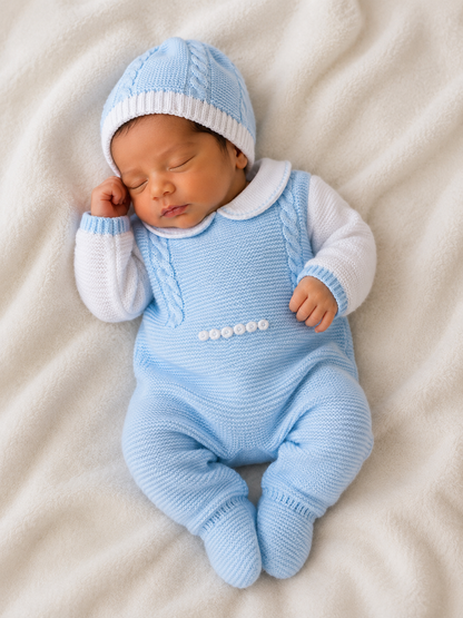 SET MARA TEJIDO PREMIUM - ELEGANCIA DESDE EL PRIMER DIA - COLOR AZUL