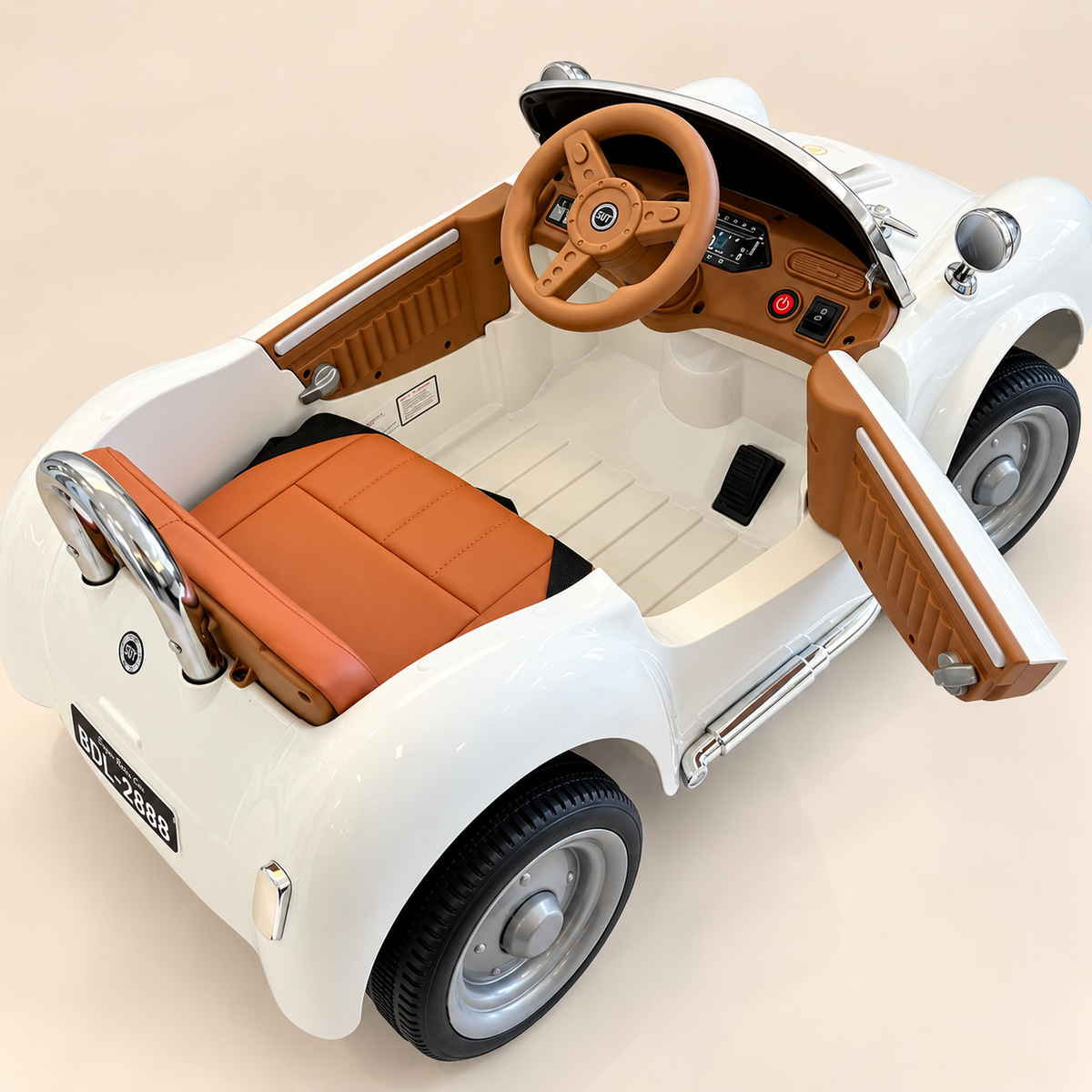 Detalles del coche eléctrico infantil Clásico blanco