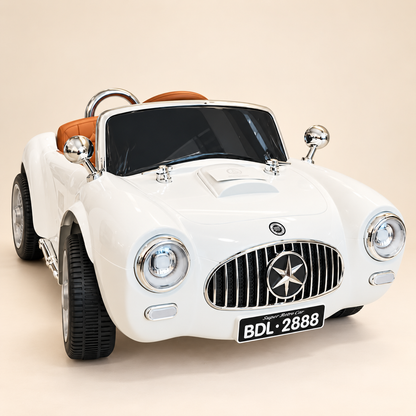 Coche eléctrico infantil Clásico blanco visto de frente