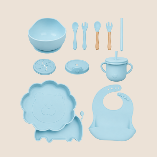 Set de Alimentación para Bebé Diseño León | Silicona Sin BPA Color Azul – Mara Baby