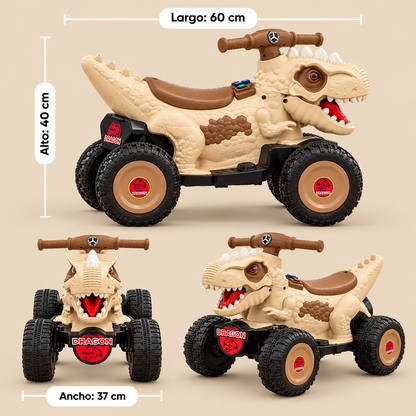 Cuatrimoto eléctrica infantil dinosaurio beige