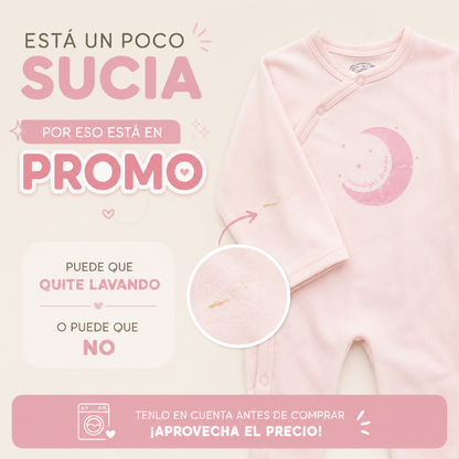 Enterizo Bebe Nina Rosado Luna Moonlight Dreams con Piecitos - PROMO