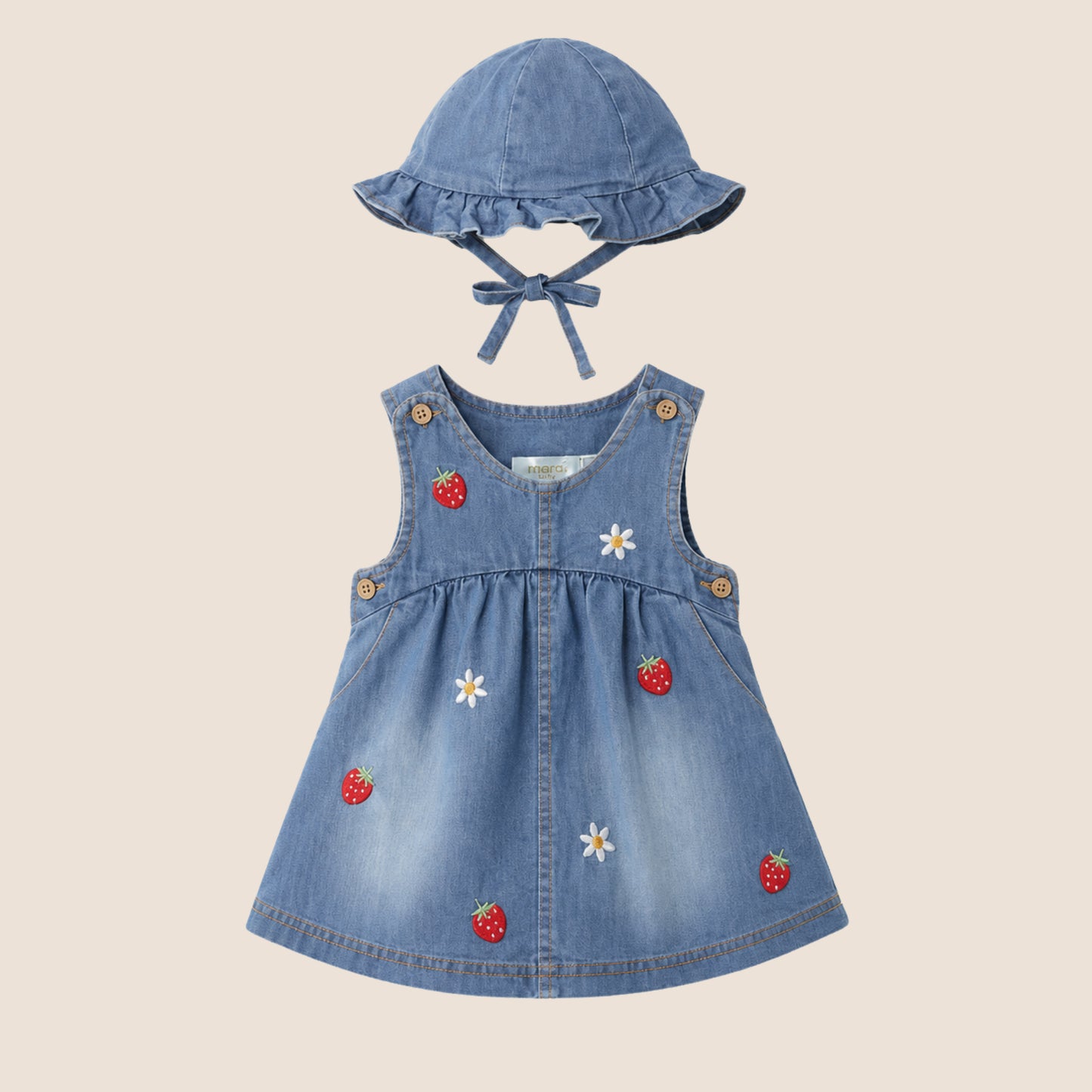 VESTIDO CON GORRO VOLANTES RECIEN NACIDA