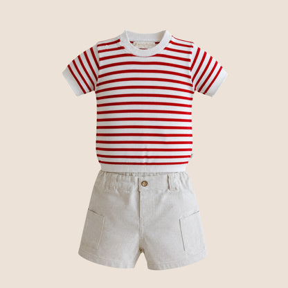 CONJUNTO CLÁSICO RAYAS ROJAS