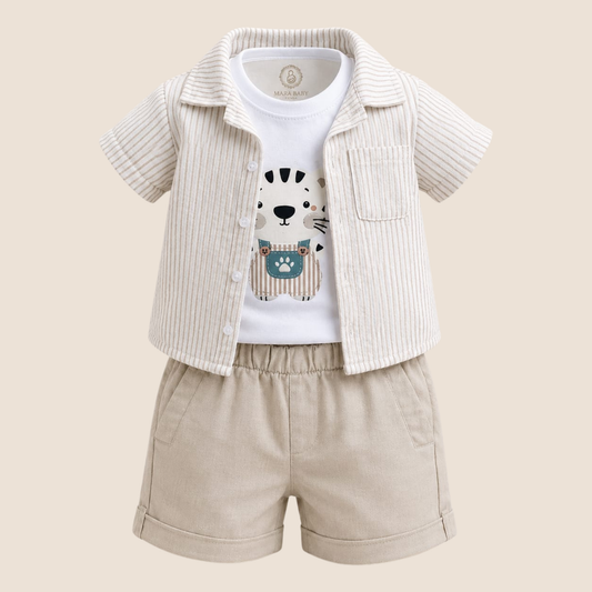 CONJUNTO CEBRITA A RAYAS BEIGE