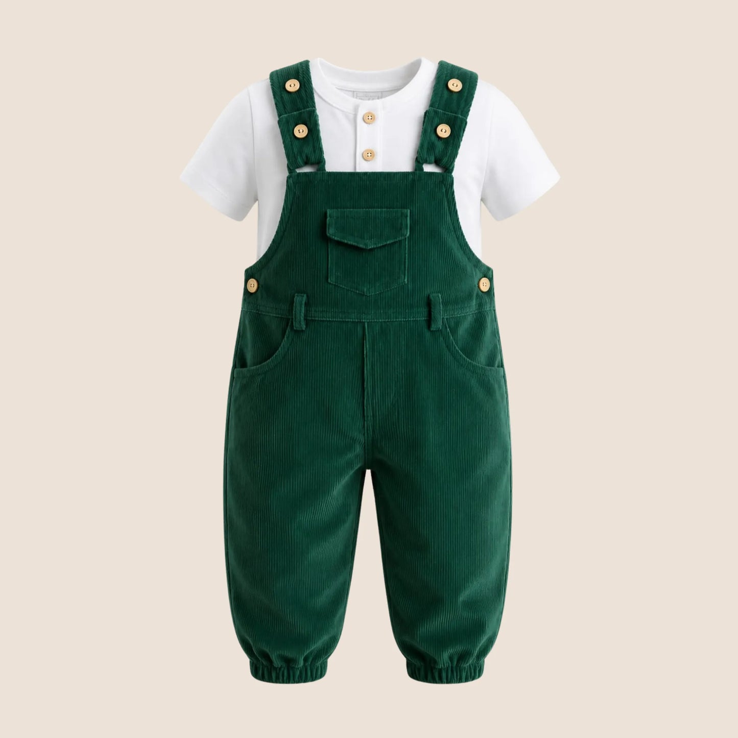 OVEROL PANTALÓN PANA VERDE BEBÉ FELIZ