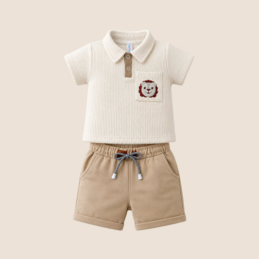 CONJUNTO INFANTIL POLO LEONCITO BEIGE