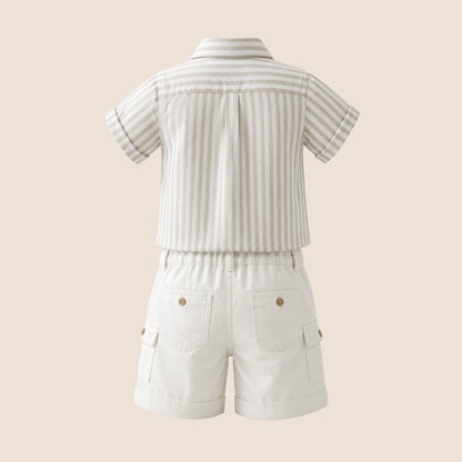 CONJUNTO LINOS RAYAS CAQUI - MARTIN@S