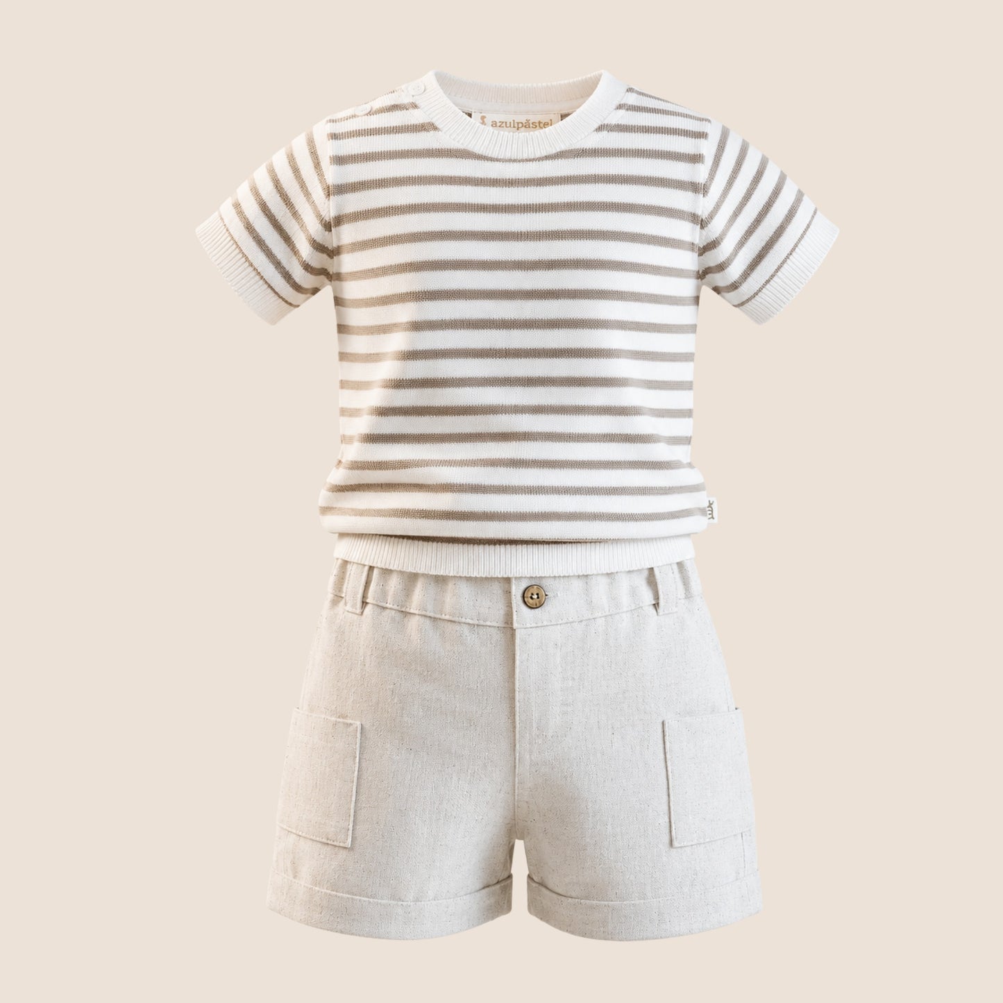 CONJUNTO CLÁSO RAYAS CAQUI