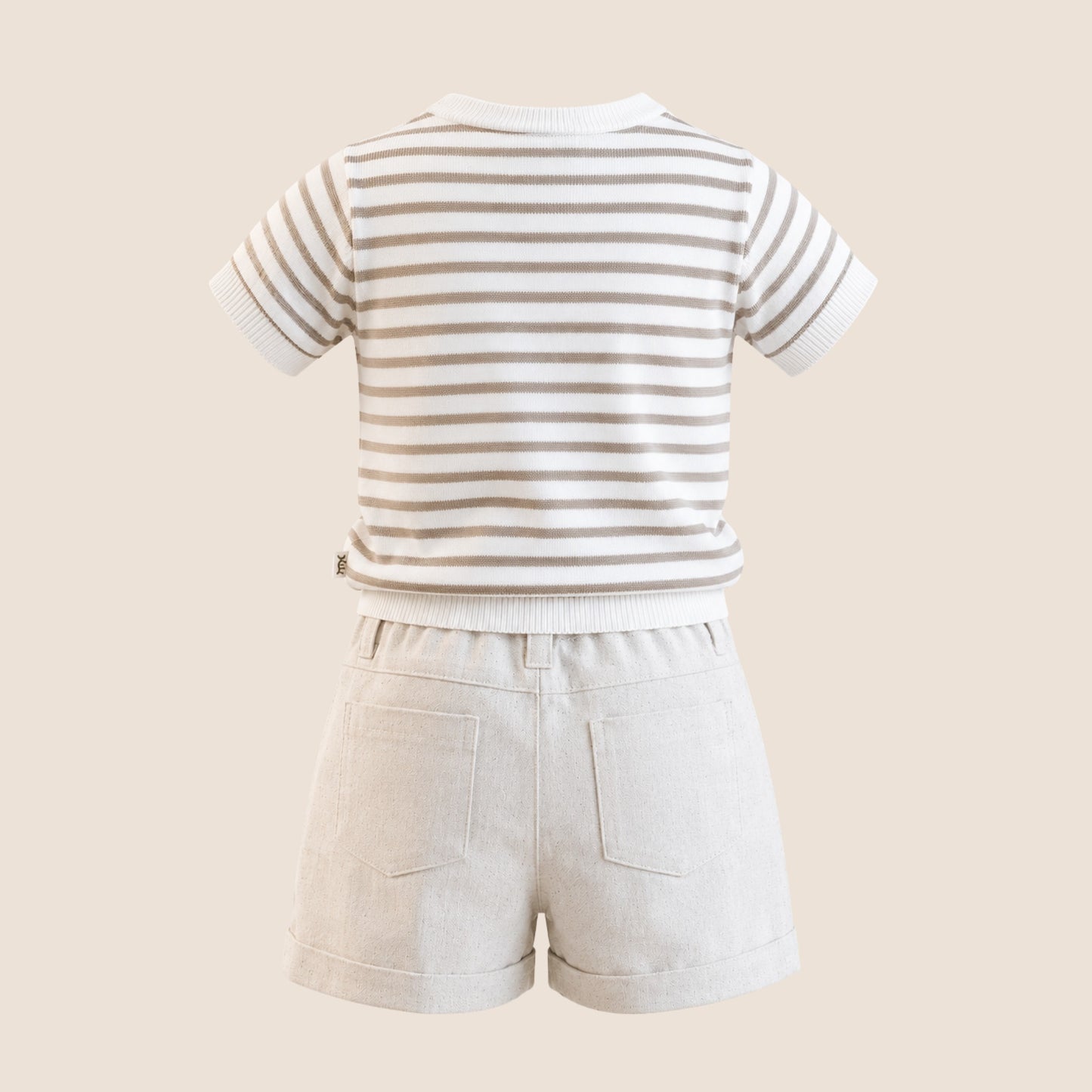 CONJUNTO CLÁSO RAYAS CAQUI