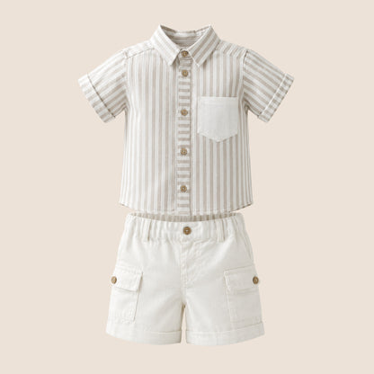 CONJUNTO LINOS RAYAS CAQUI - MARTIN@S