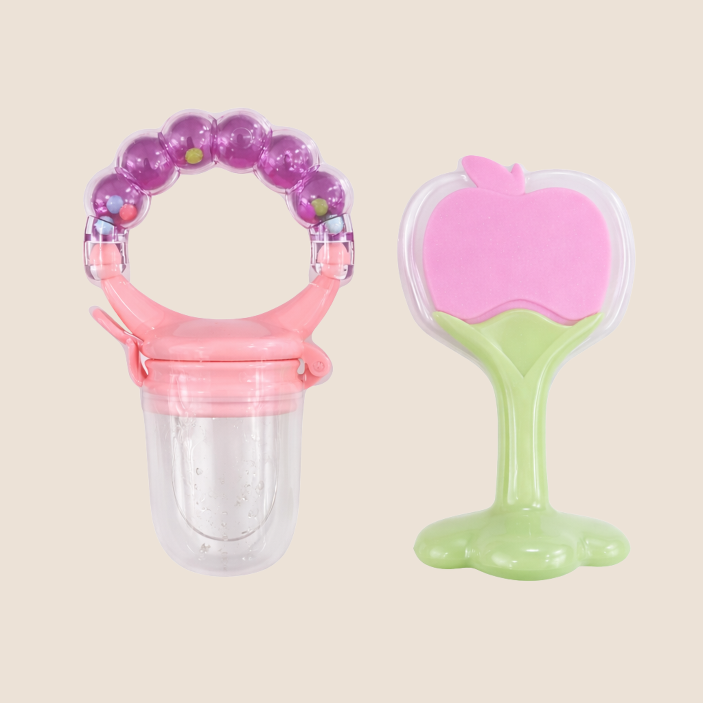 ALIMENTADOR DE FRUTAS Y VERDURAS CON RASCAENCIAS DISEÑO - MANZANA - ROSADO Y MORADO