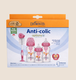 KIT TETEROS DR. BROWN’S OPTION+ Y ANTICOLICOS - SET ROSADO (BOCA ANCHA)