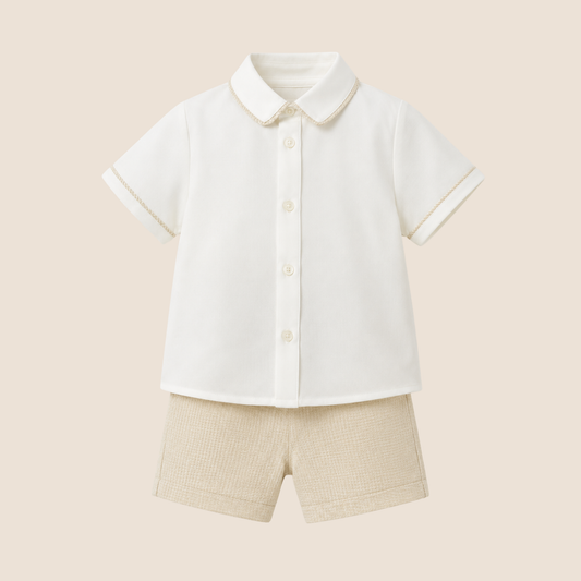 CONJUNTO BERMUDA Y CAMISA CON LINO BEBÉ