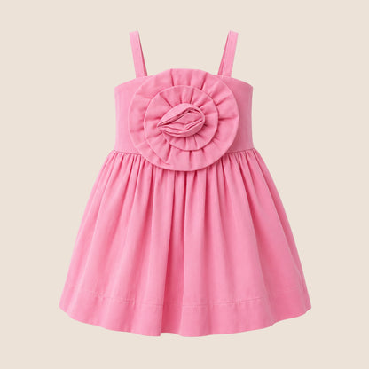 VESTIDO DE TIRANTES CON FLOR HEIDY KIDS - COLOR ROSADO