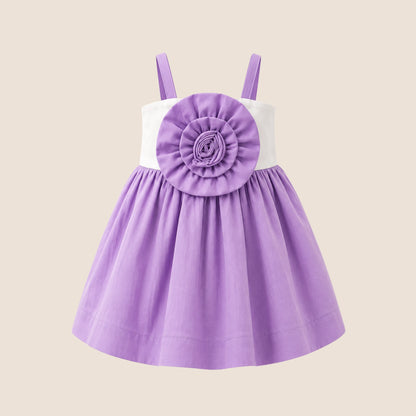 VESTIDO DE TIRANTES CON FLOR HEIDY KIDS - COLOR MORADO