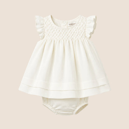 VESTIDO RIZO CON CUBREPAÑAL RECIEN NACIDA