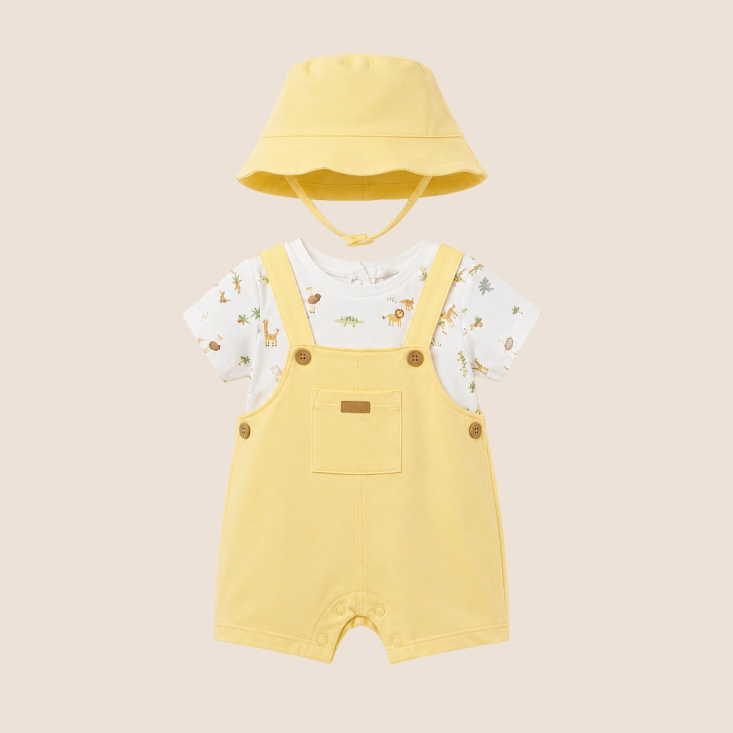 CONJUNTO PETO + GORRO SAFARI PARA BEBÉ