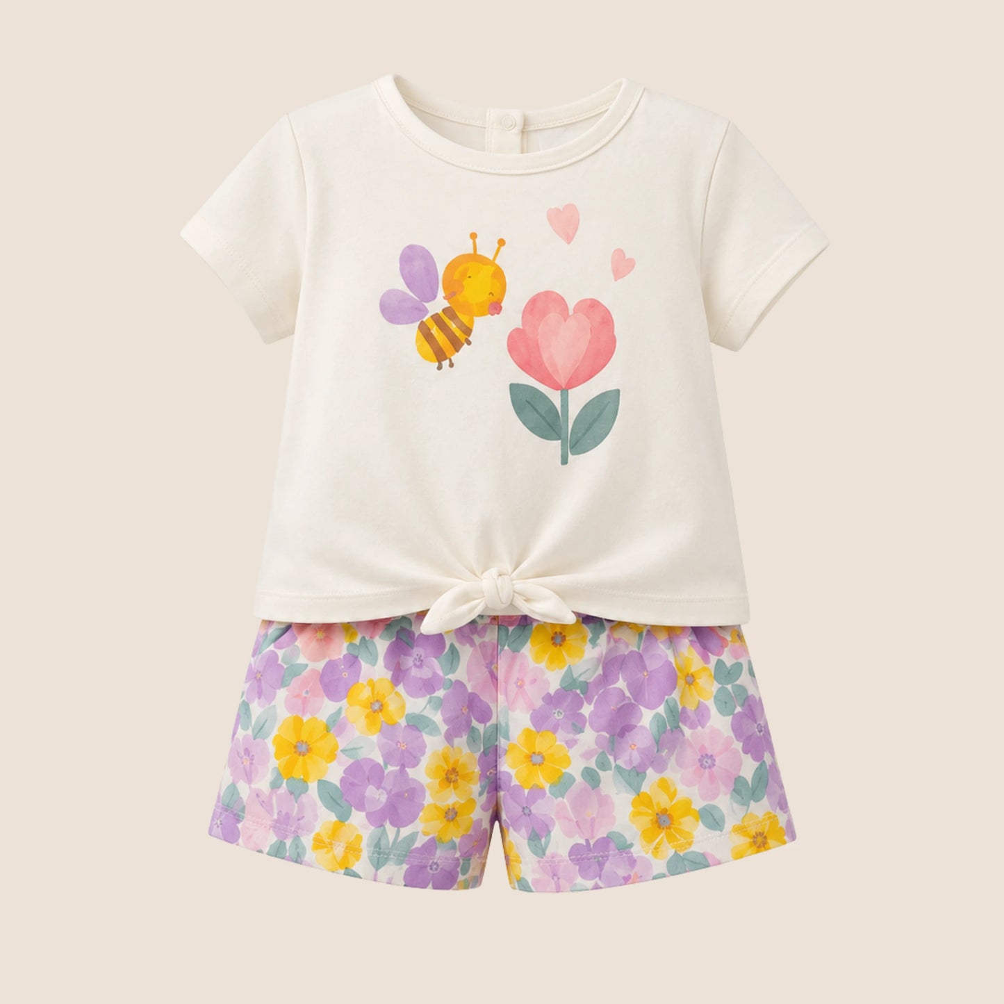 CONJUNTO 3 PIEZAS FLORAL PARA BEBÉ