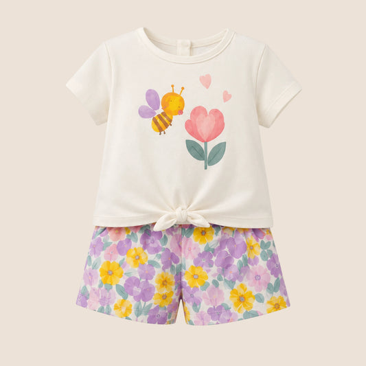 CONJUNTO 3 PIEZAS FLORAL PARA BEBÉ