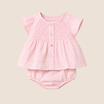 CONJUNTO CUBREPAÑAL Y BLUSA PARA RECIEN NACIDA