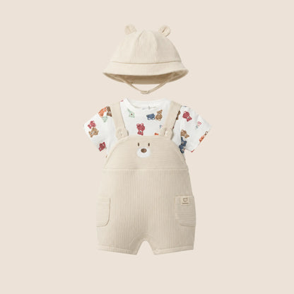 PELELE PETO SIMULADO OSITO CON GORRO PARA RECIEN NACIDO