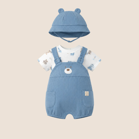 PELELE PETO SIMULADO OSITO CON GORRO PARA RECIEN NACIDO