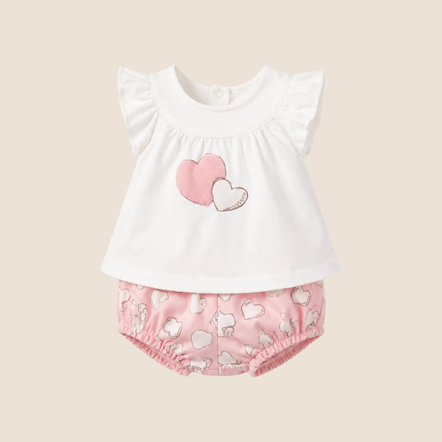 CONJUNTO 4 PIEZAS CUELLO VOLANTE PARA RECIEN NACIDA