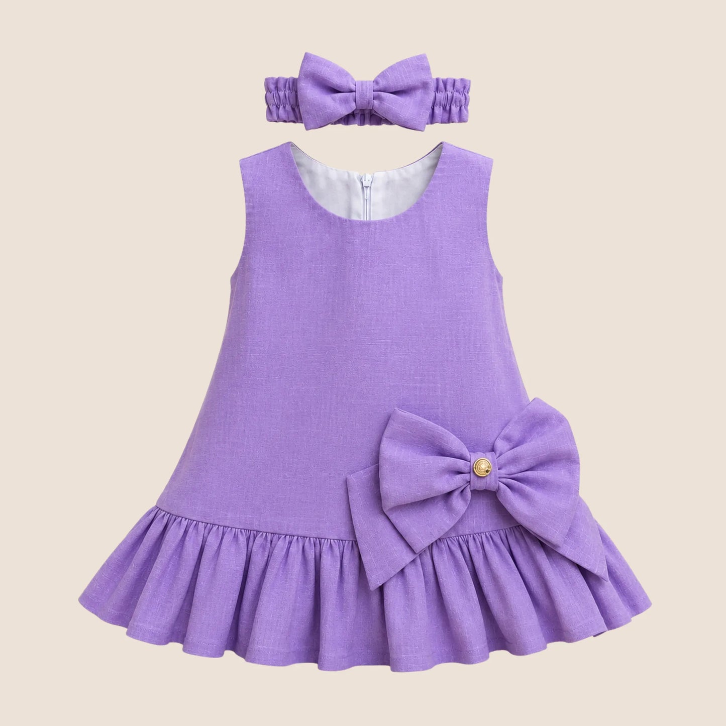 VESTIDO PLISADO CON MOÑO