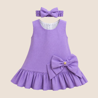 VESTIDO PLISADO CON MOÑO