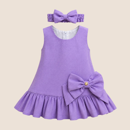 VESTIDO PLISADO CON MOÑO
