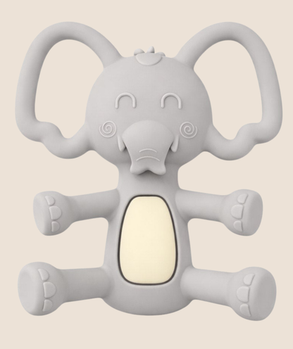 MORDEDERO EN SILICONA DISEÑO ELEFANTE - GRIS