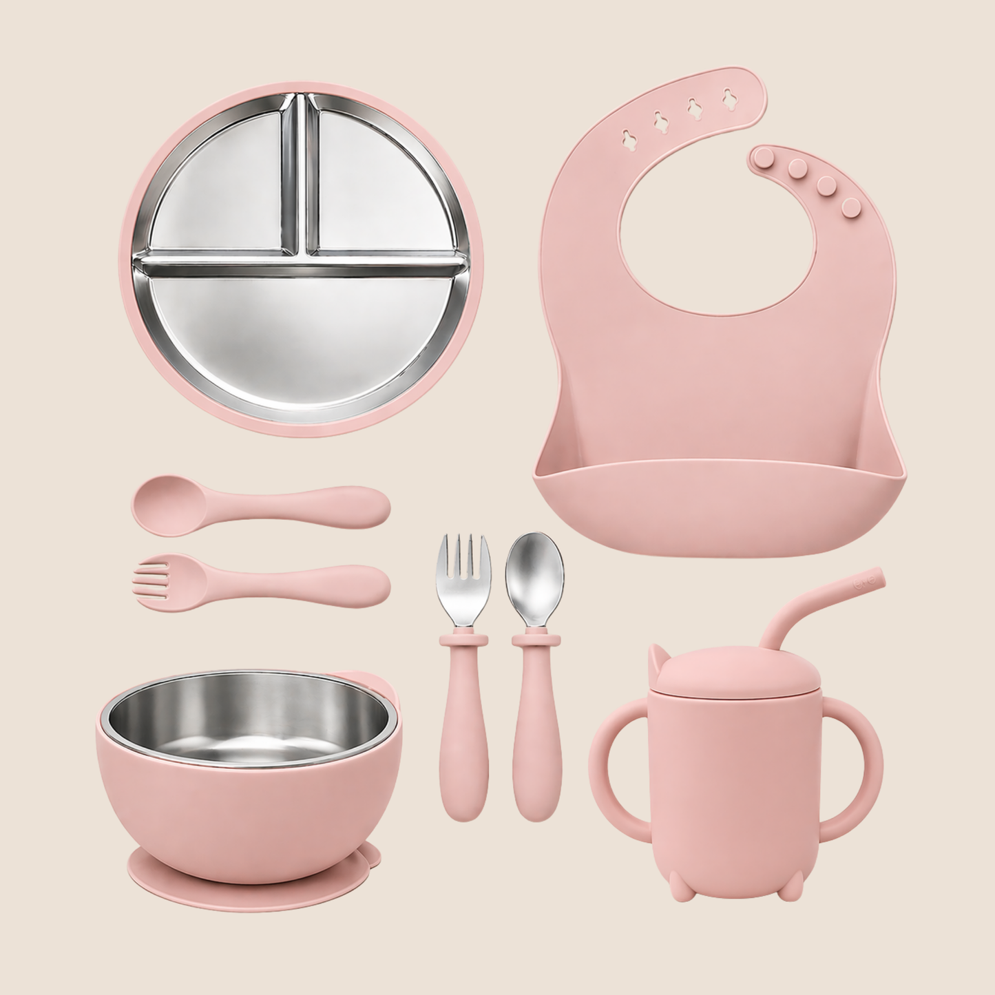 SET DE ALIMENTACION PREMIUM PARA BEBÉ EN SILICONA