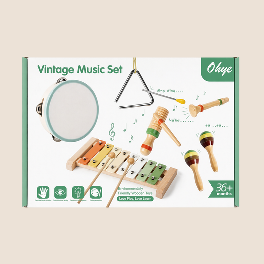 SET MUSICAL INFANTIL DE MADERA 7 EN 1 - ESTIMULACION, DIVERSION Y APRENDIZAJE